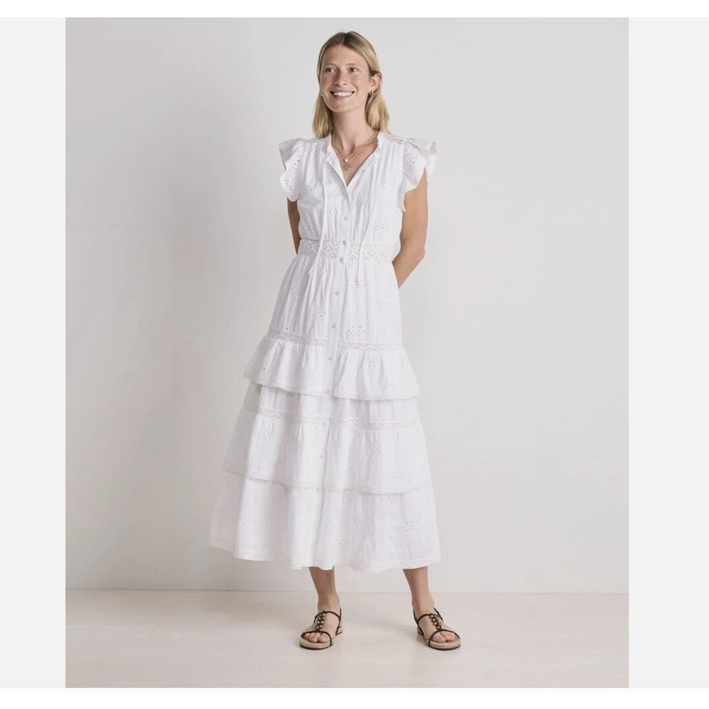 Vineyard Vines womens Christine Eyelet Shell Dress S Tiered Cap $198 MSRP